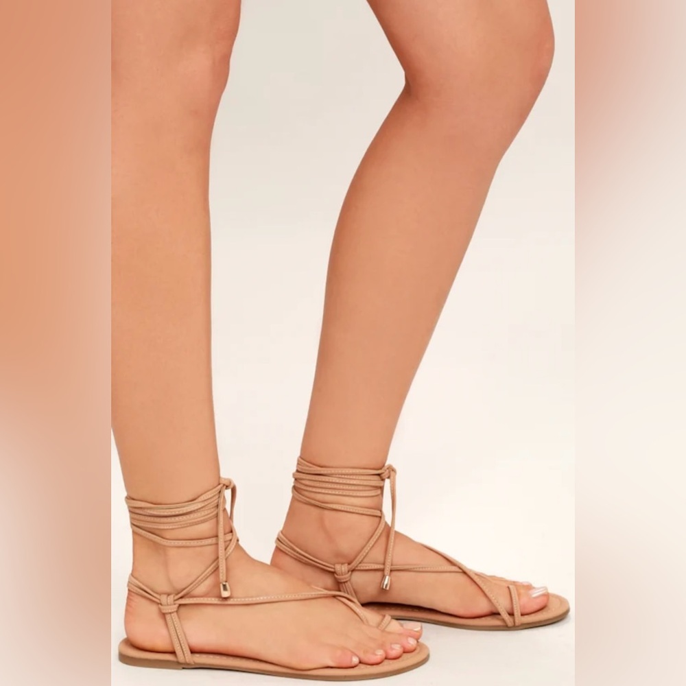 Lulus lace up sandals, nude, New, Size 7